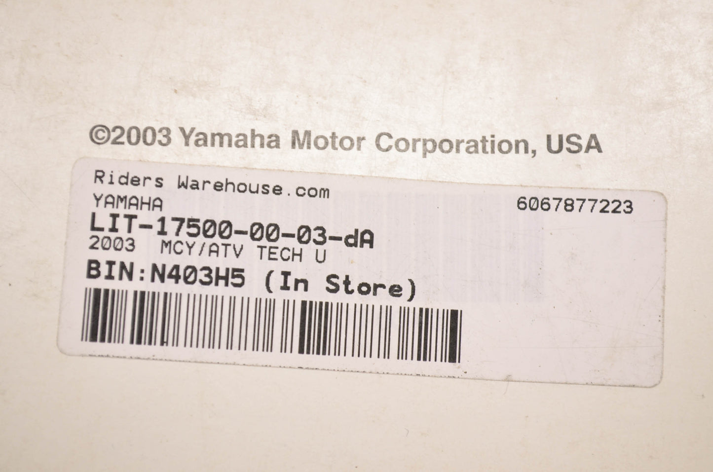OEM Yamaha LIT-17500-00-03 Technical Update 2003 Motorcycle/ATV