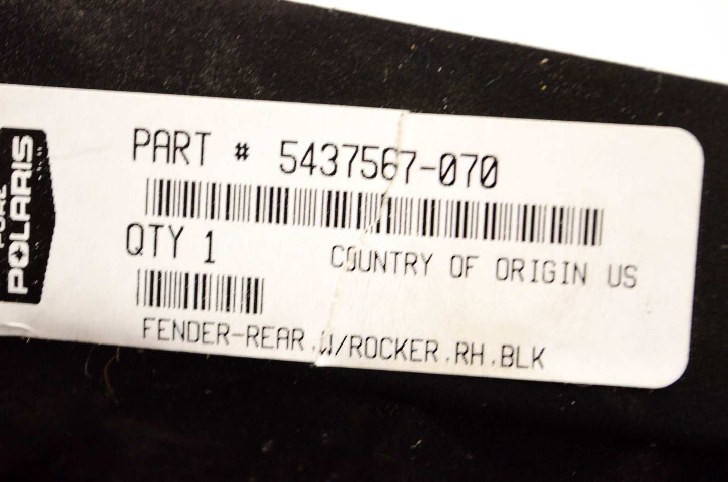 OEM Polaris 5437567-070, 5437567 Right Rear Fender w/ Rocker NOS