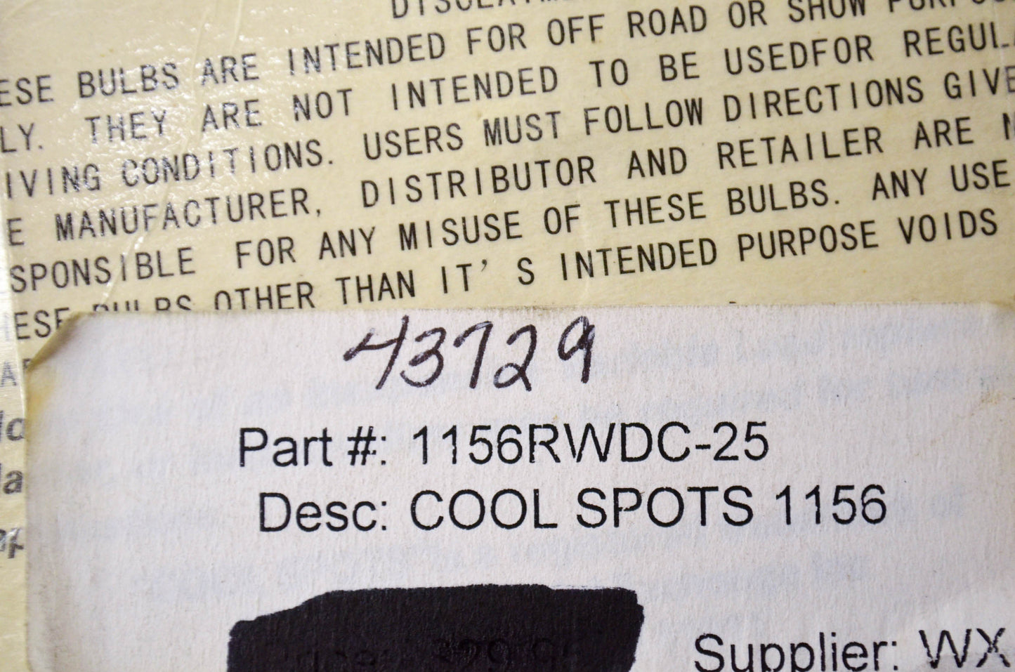 Wixtech Cool Spots 1156RWDC-25 Brake/Tail Light Bulb NOS