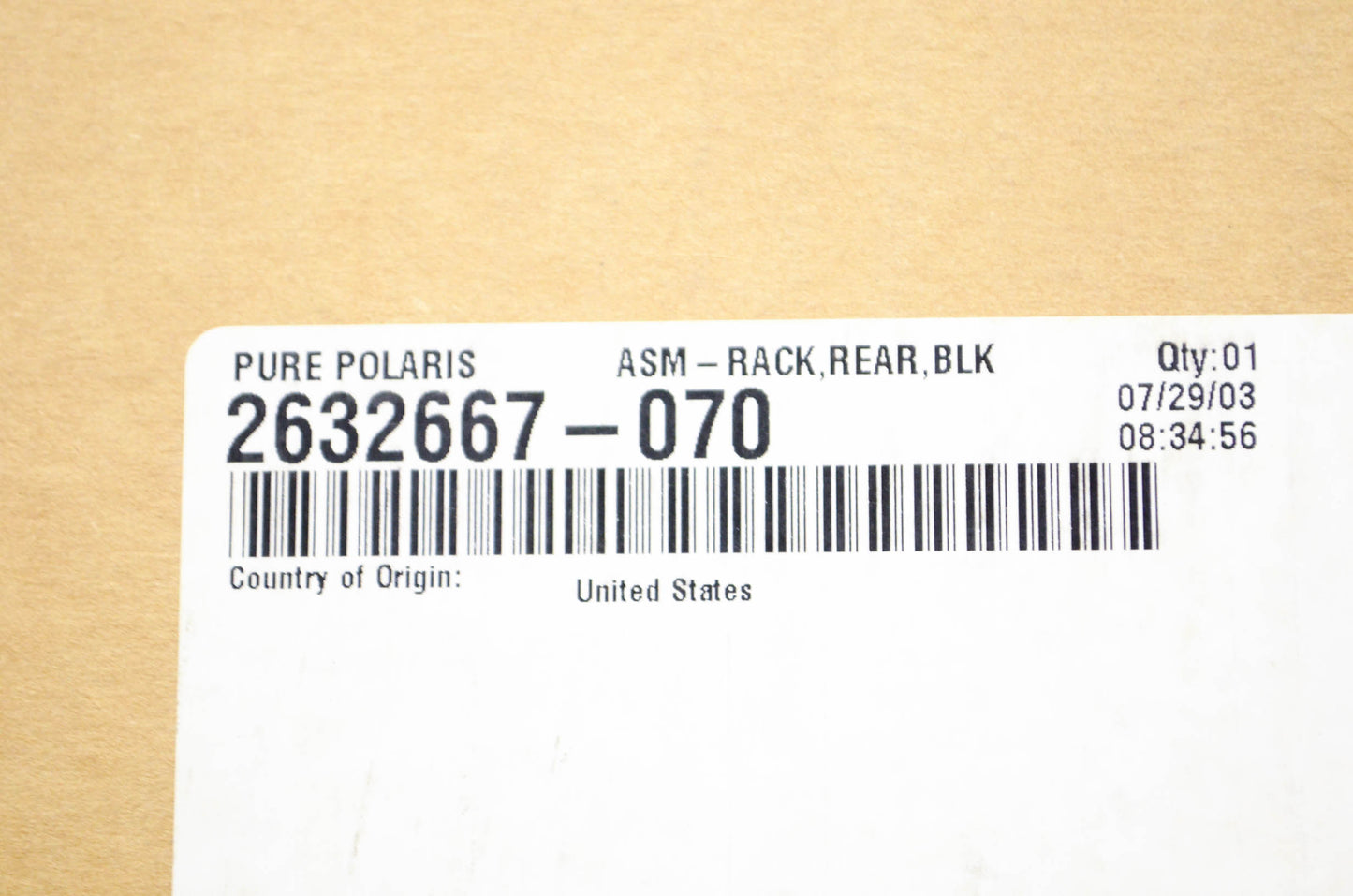 OEM Polaris 2632667-070 Black Rear Rack Assembly NOS