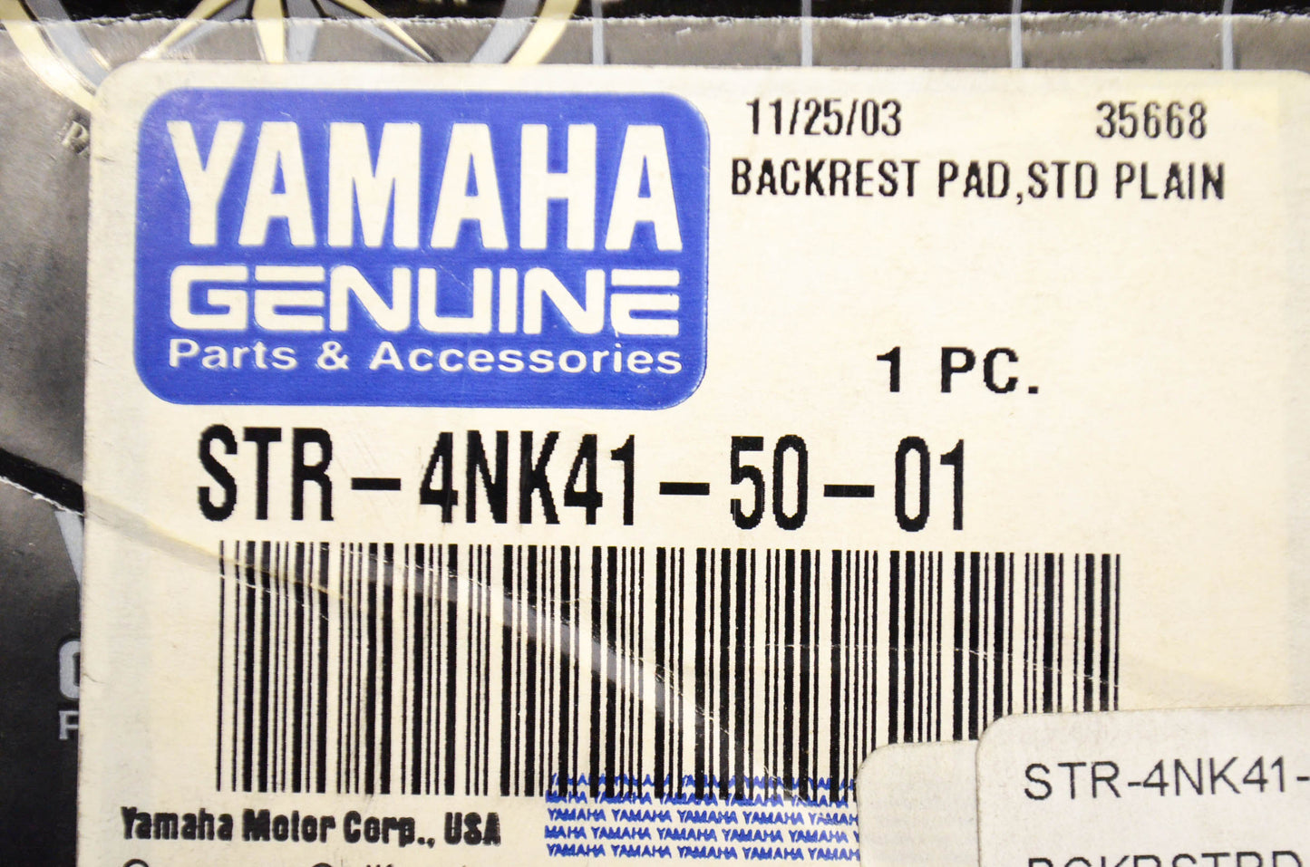 OEM Yamaha STR-4NK41-50-01 Plain Backrest Pad NOS