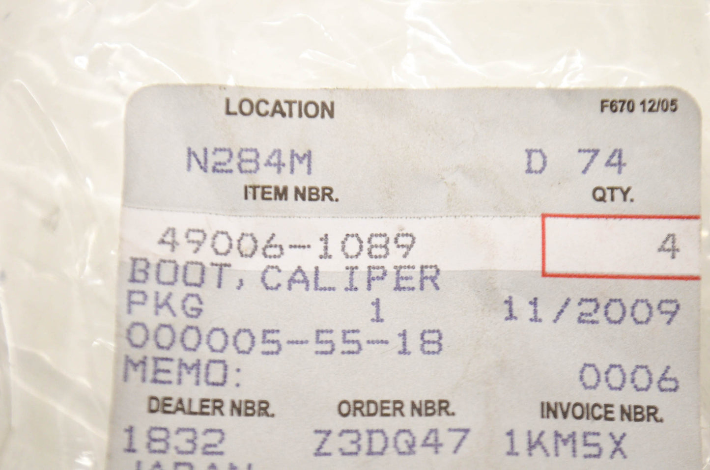 OEM Kawasaki 49006-1089 Caliper Boot NOS