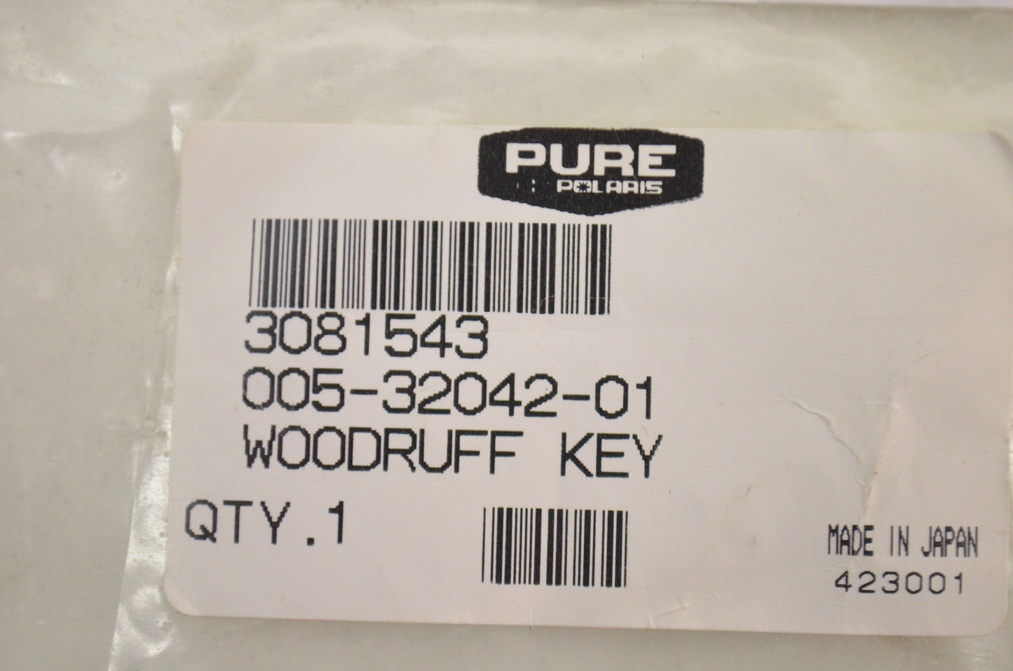 OEM Polaris 3081543 Woodruff Key NOS