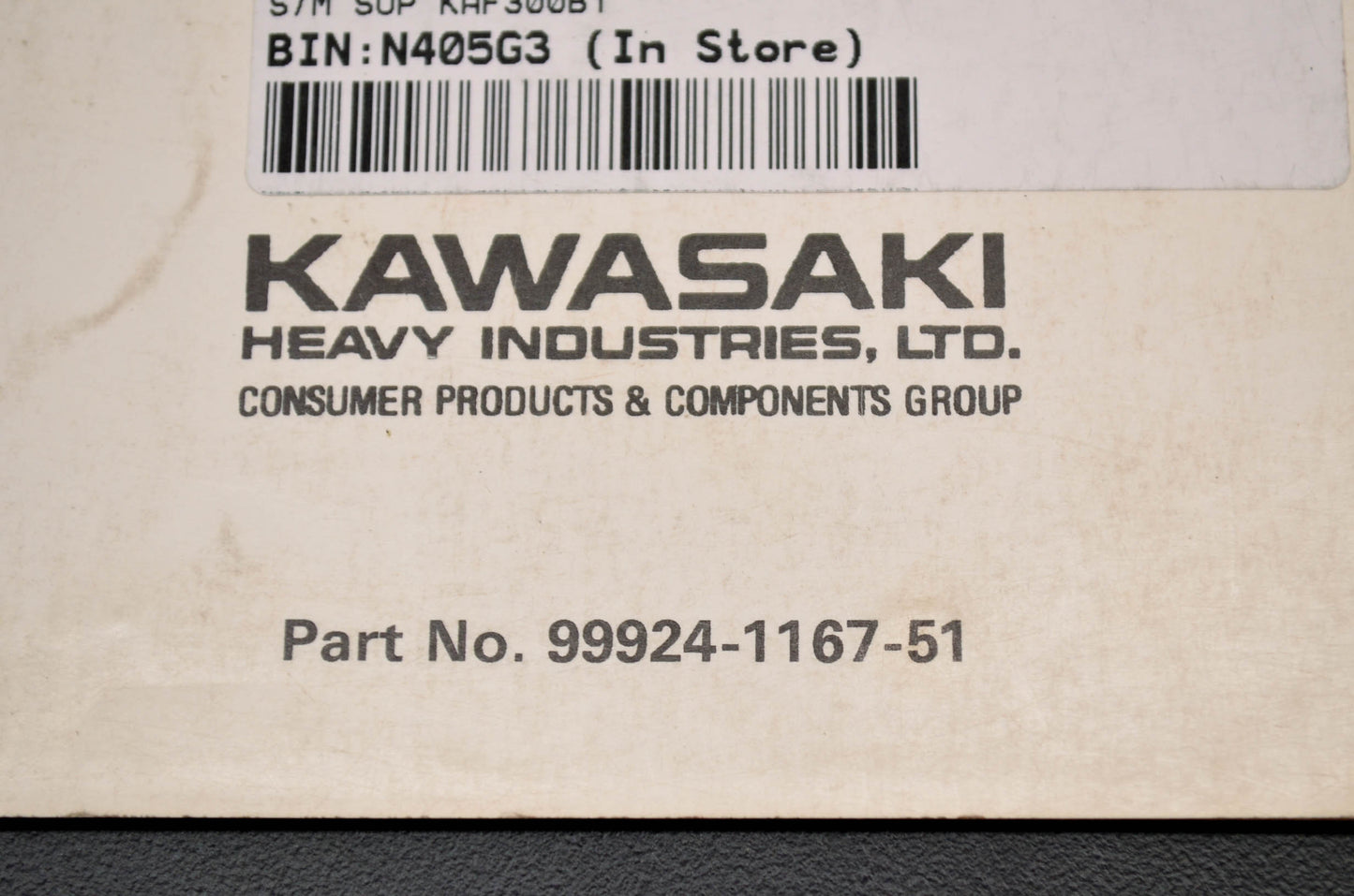 OEM Kawasaki 99924-1167-51 Service Manual Supplement KAF300B1