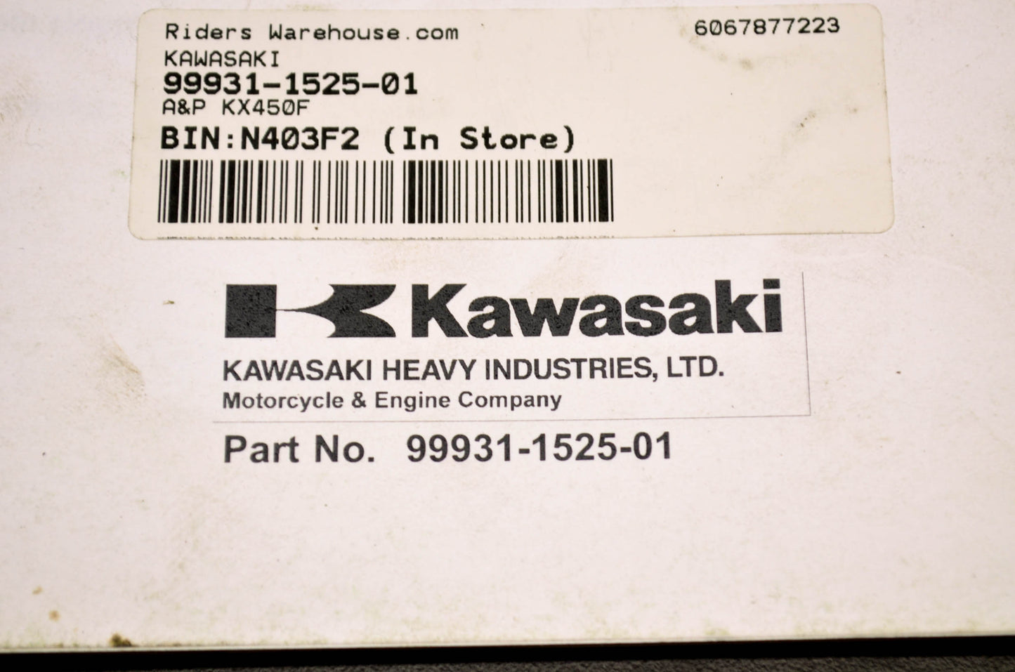 OEM Kawasaki 99931-1525-01 Assembly & Preparation Manual KX450F