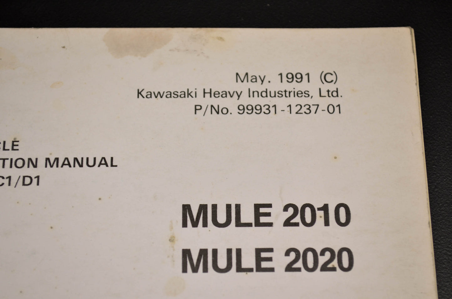 OEM Kawasaki 99931-1237-01 Assembly & Preparation Manual KAF540C1