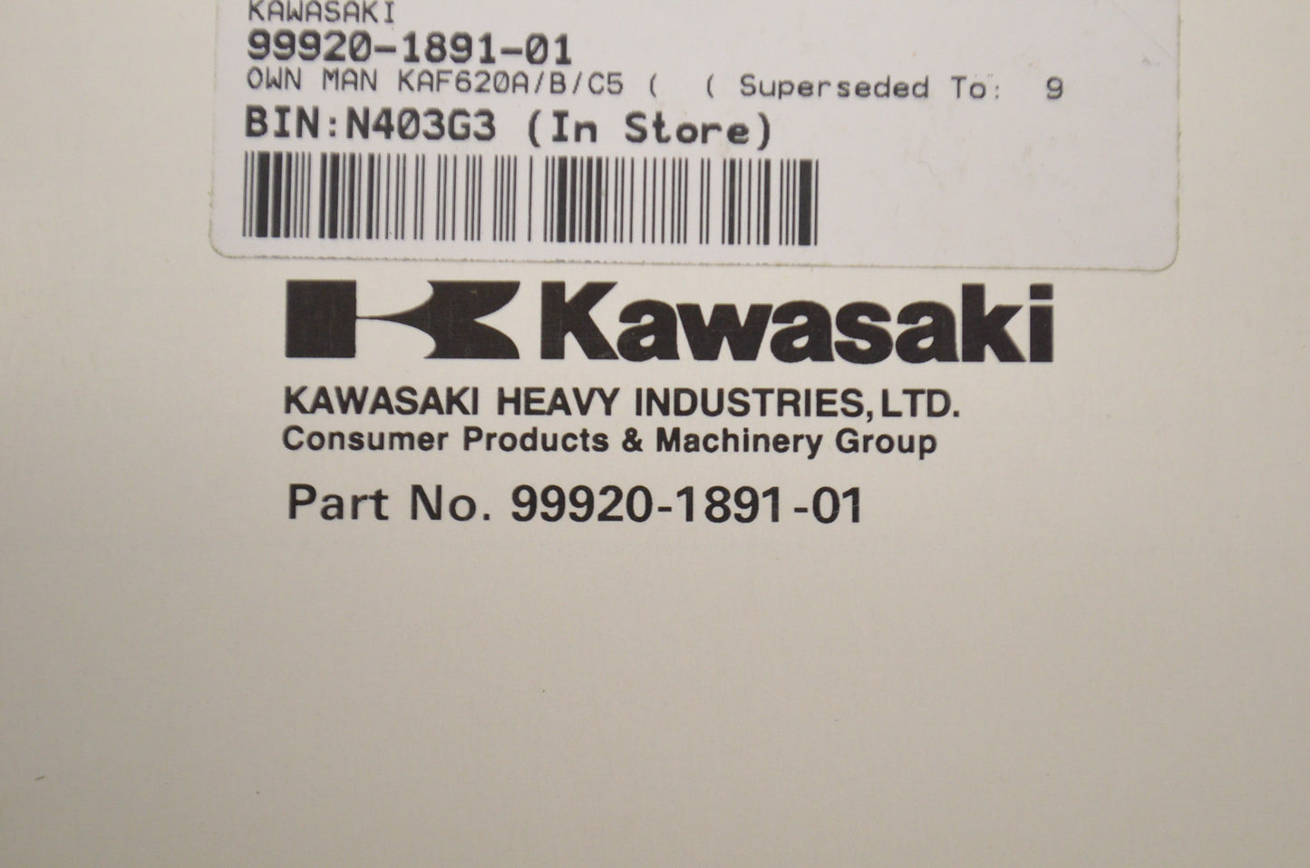 OEM Kawasaki 99920-1891-01 Owner's Manual KAF620A6