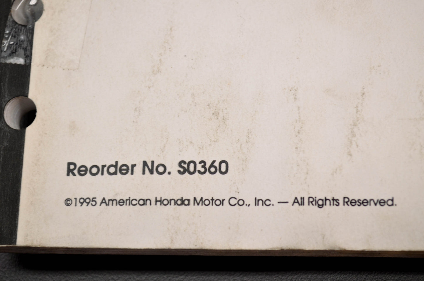 OEM Honda S0360 95 ATV Motorcycle Warranty Flat Rate Manual
