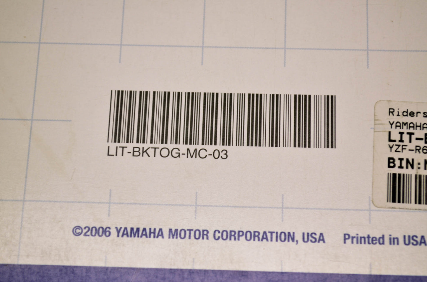 OEM Yamaha LIT-BKTOG-MC-03 YZF-R6 Technical Orientation Guide NOS