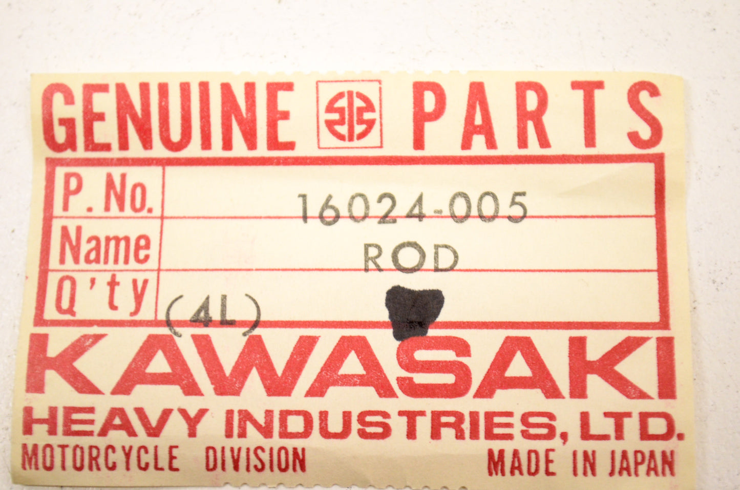 OEM Kawasaki 16024-005 Throttle Valve Stop Rod NOS