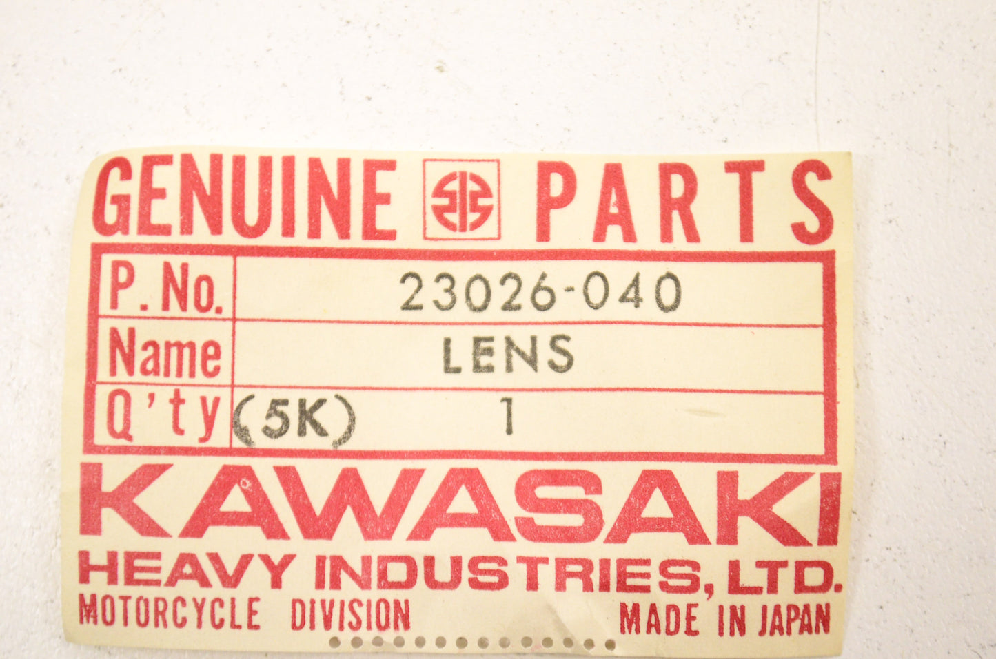 OEM Kawasaki 23026-040 Tail Lamp Lens NOS