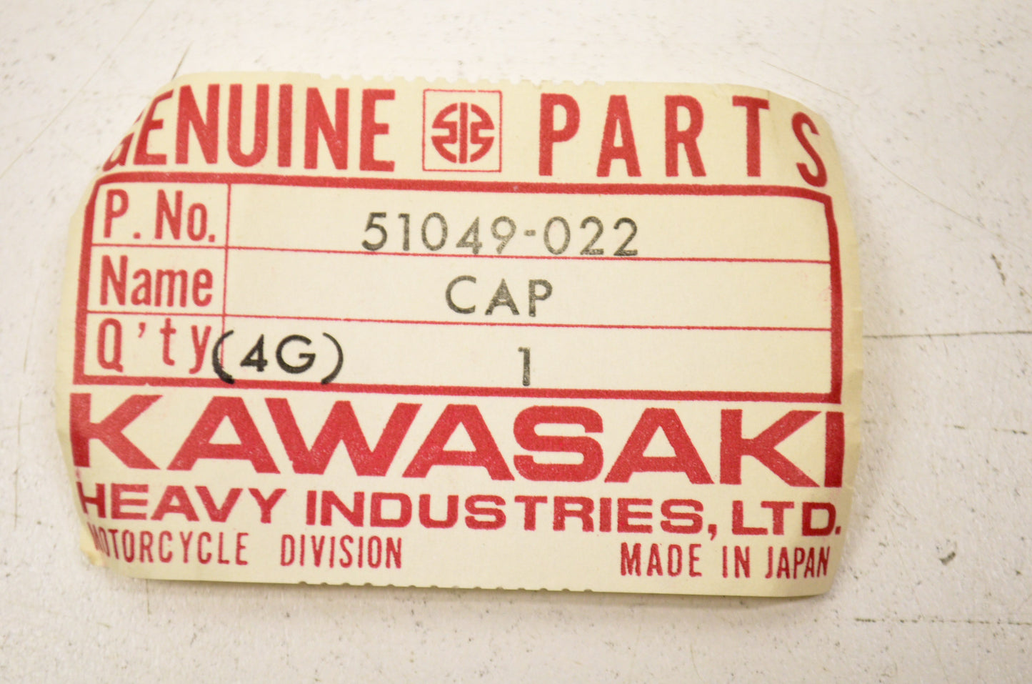 OEM Kawasaki 51049-022 Fuel Tank Cap NOS