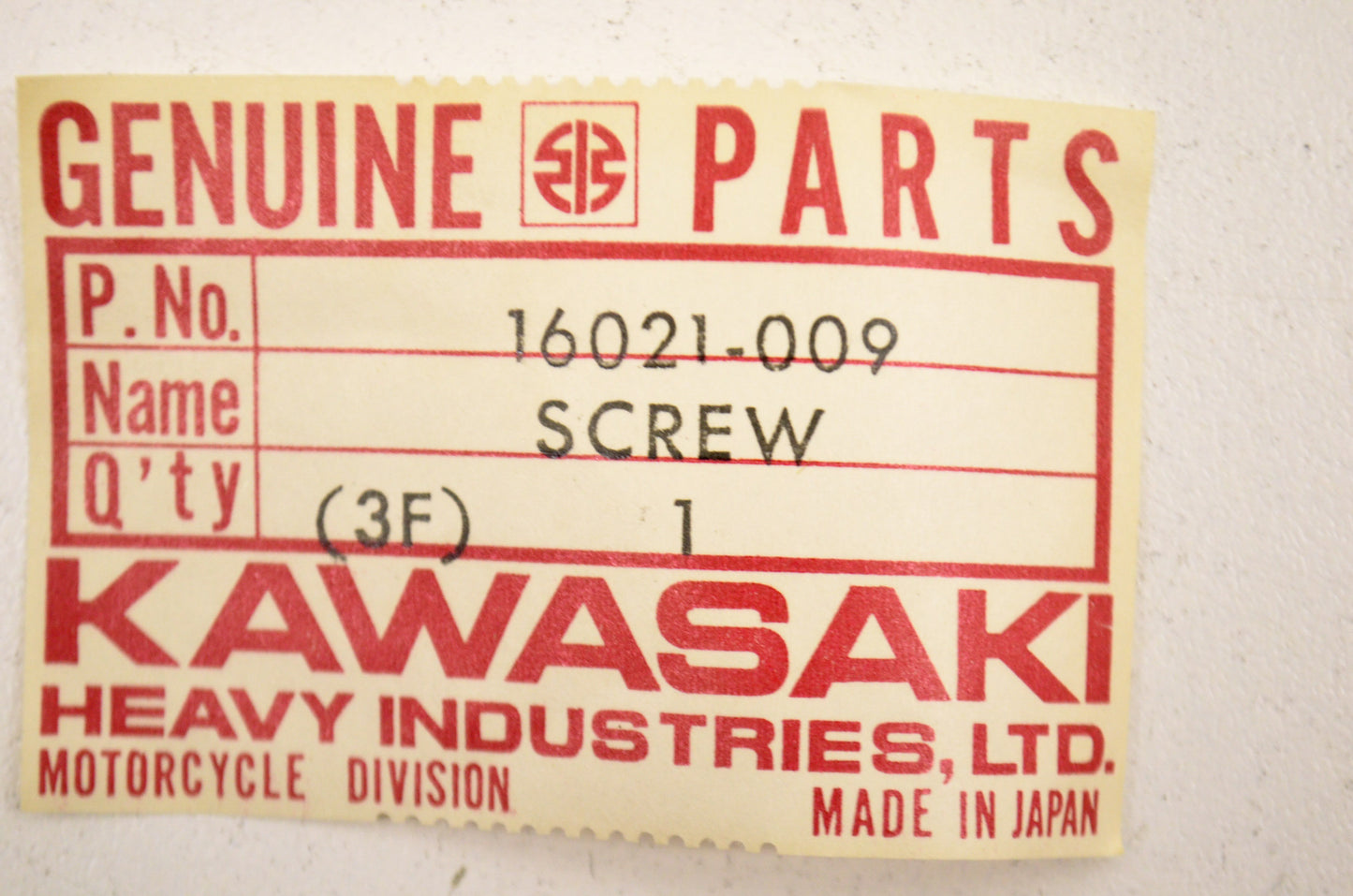 OEM Kawasaki 16021-009 Throttle Stop Screw NOS