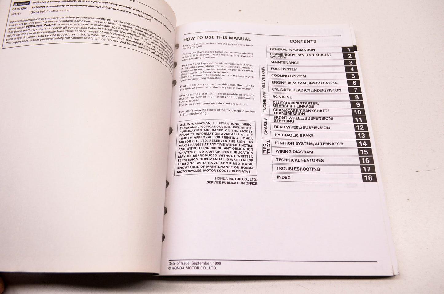 New OEM Honda 2000 CR125R Service Manual