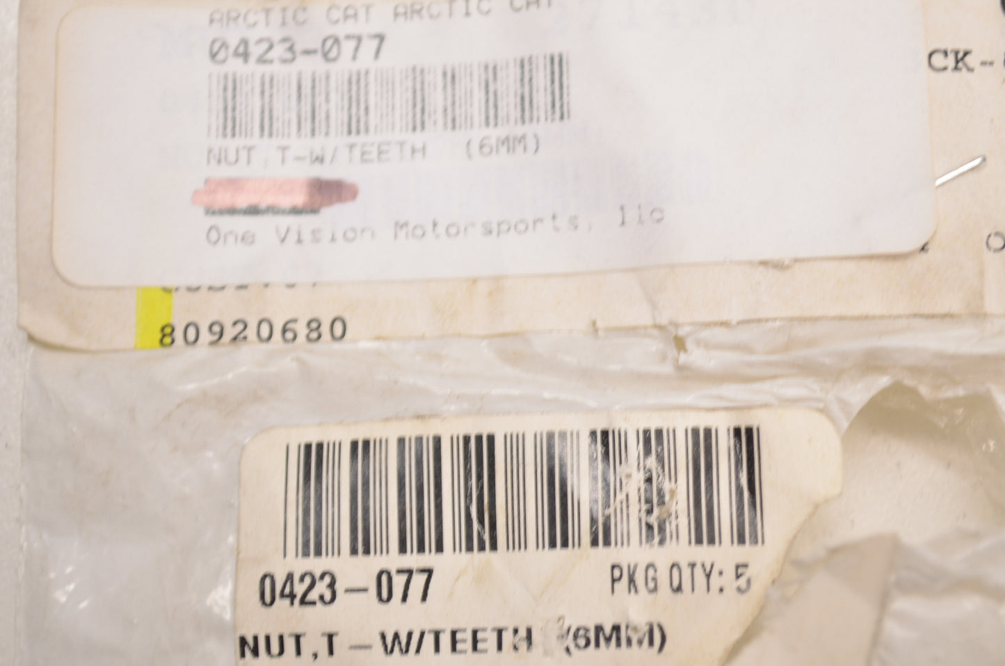 OEM Arctic Cat 0423-077 T Nut with Teeth 6mm Qty 2 NOS