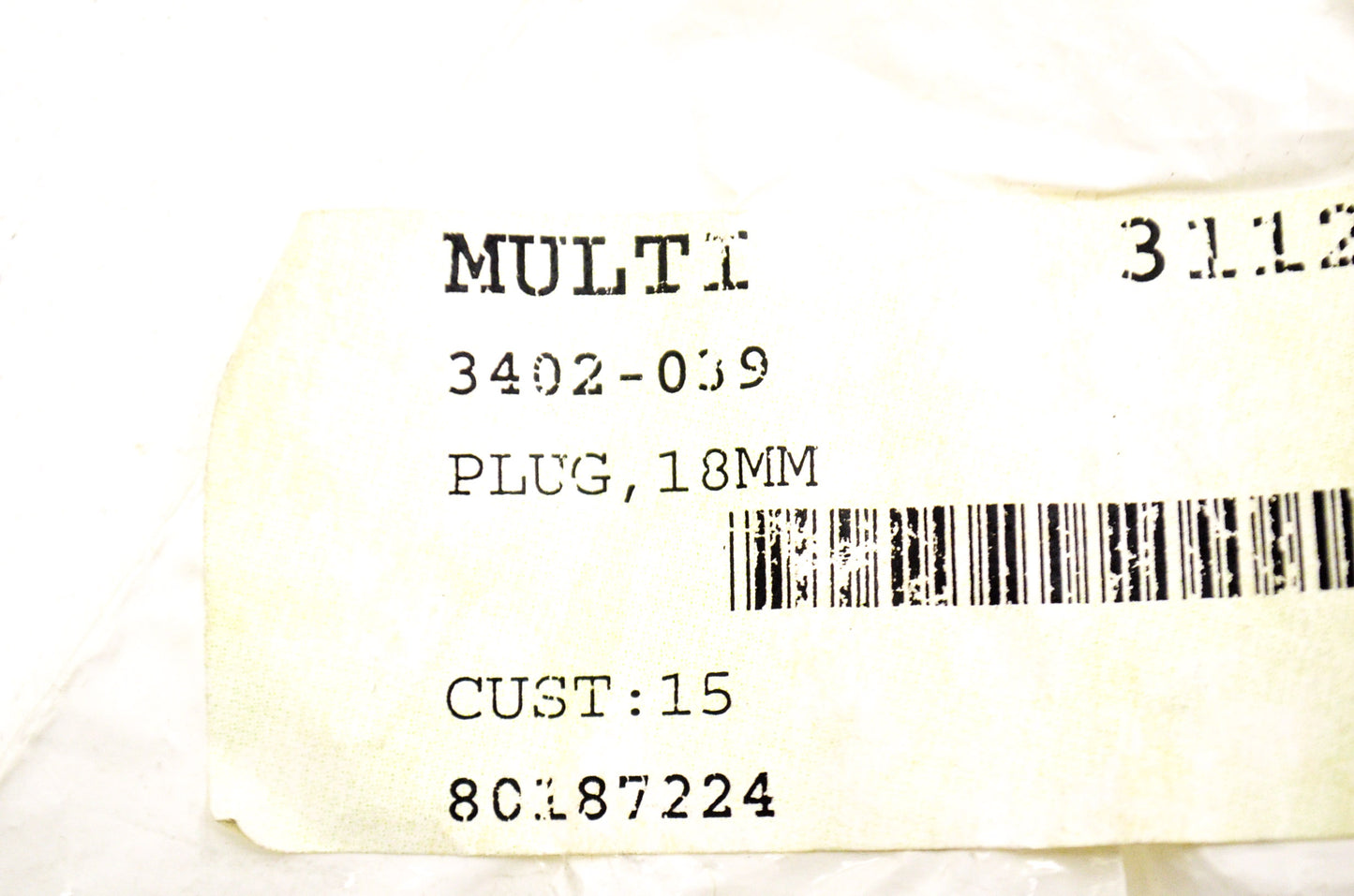 OEM Arctic Cat 3402-039 Plug 18MM NOS