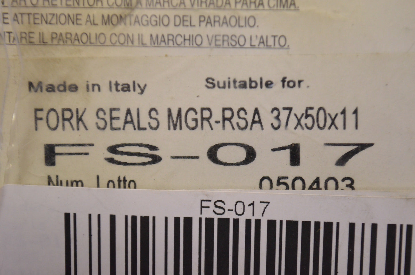 Parts Unlimited FS-017 Front Fork Seal Kit NOS