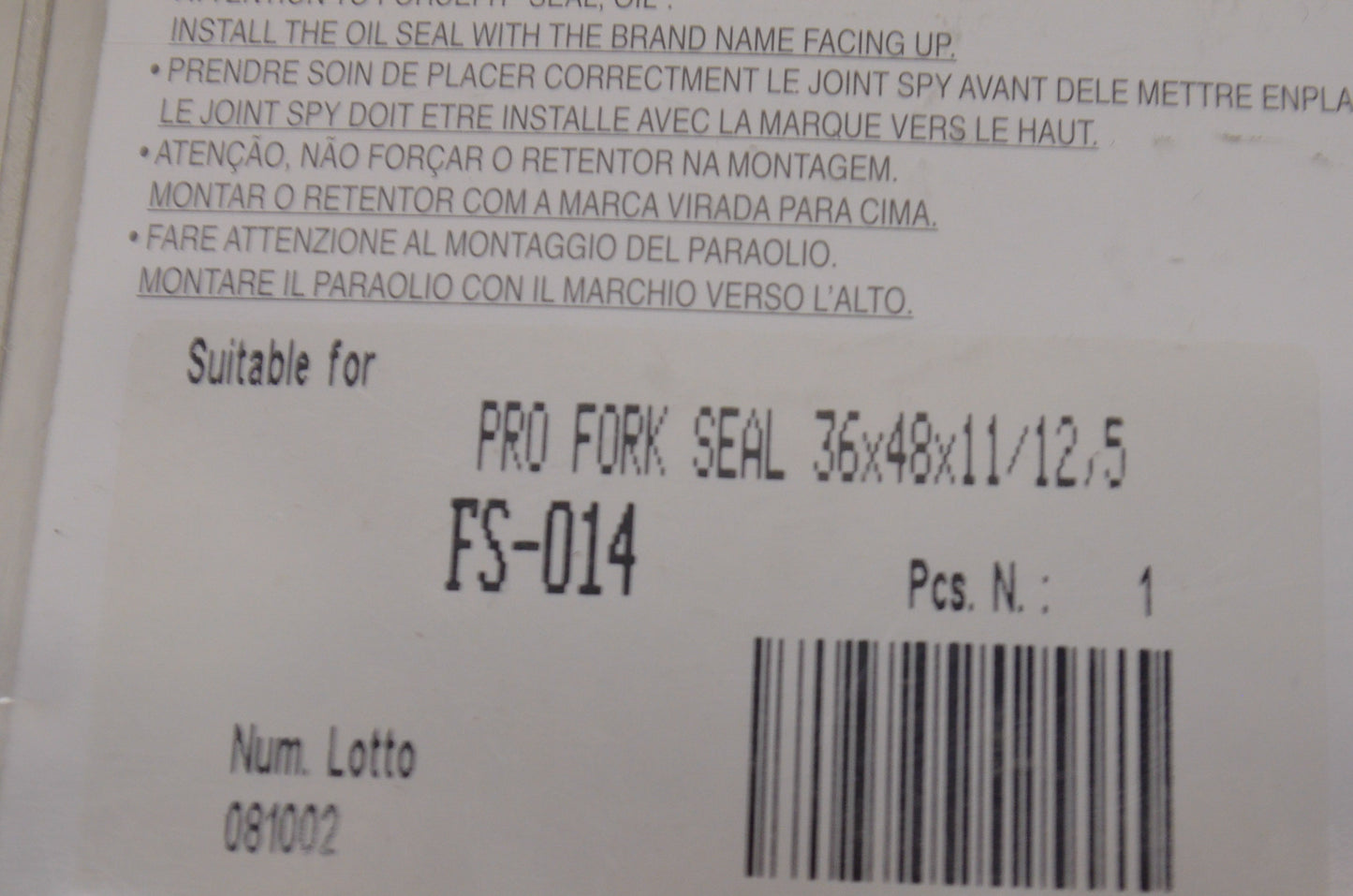 Parts Unlimited FS-014 Front Fork Seal Kit NOS