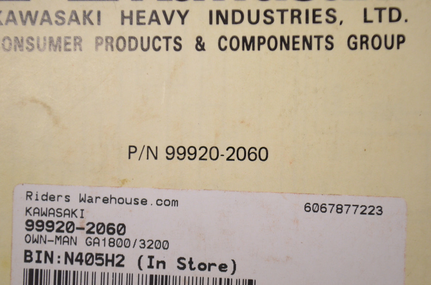 OEM Kawasaki Owner's Manual GA1800A, GA2300A, GA3200A, GA3200A-S
