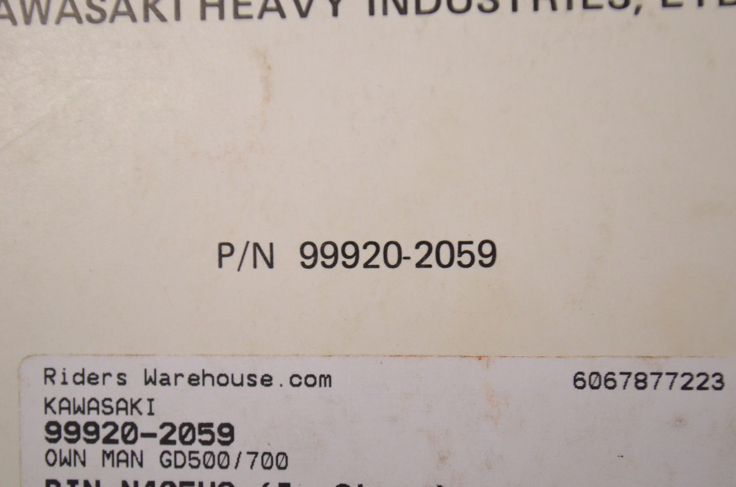 OEM Kawasaki 99920-2059 Owner's Manual GD500/700