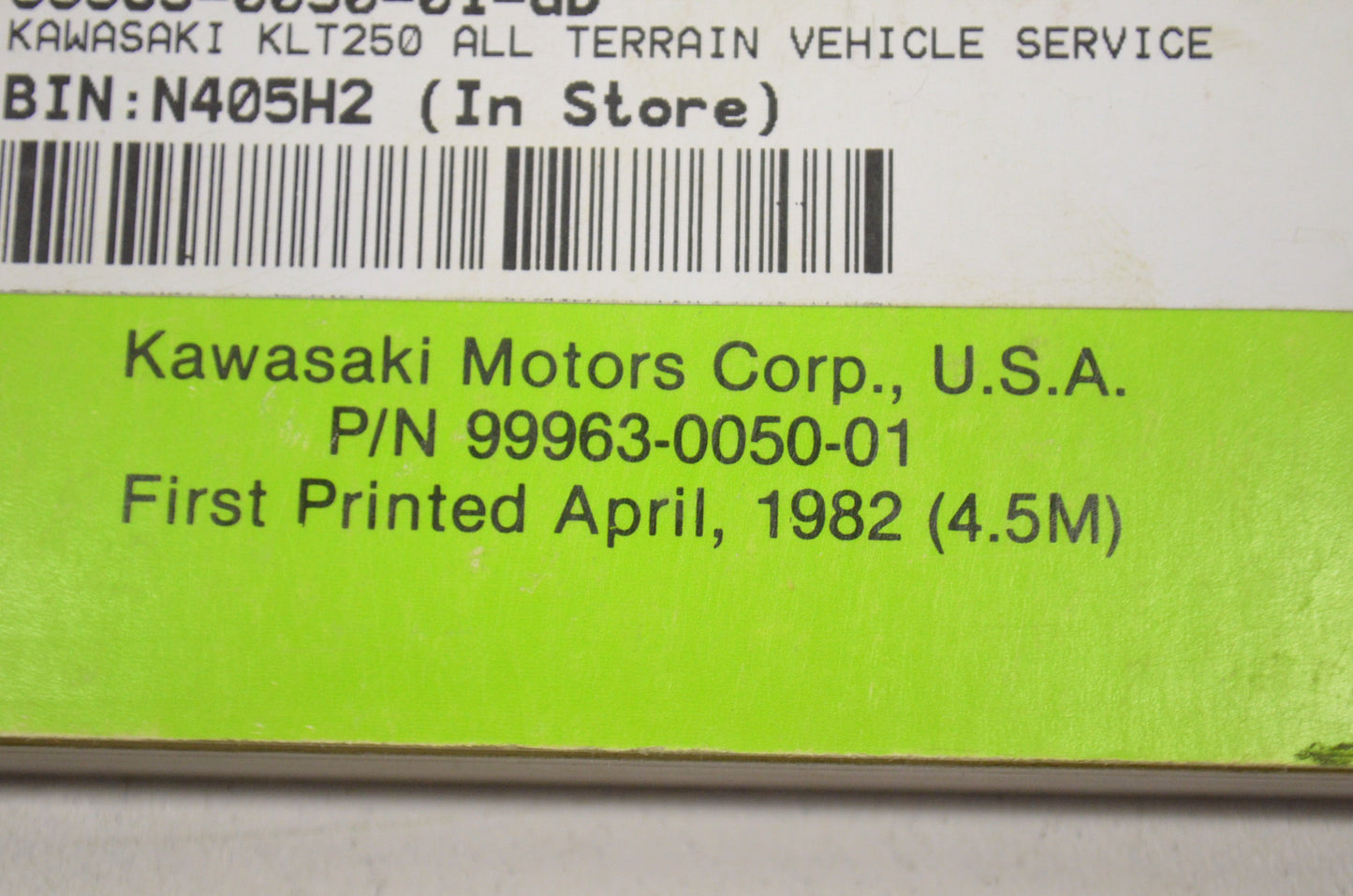 OEM Kawasaki 99963-0050-01 Service Manual 82 KLT250