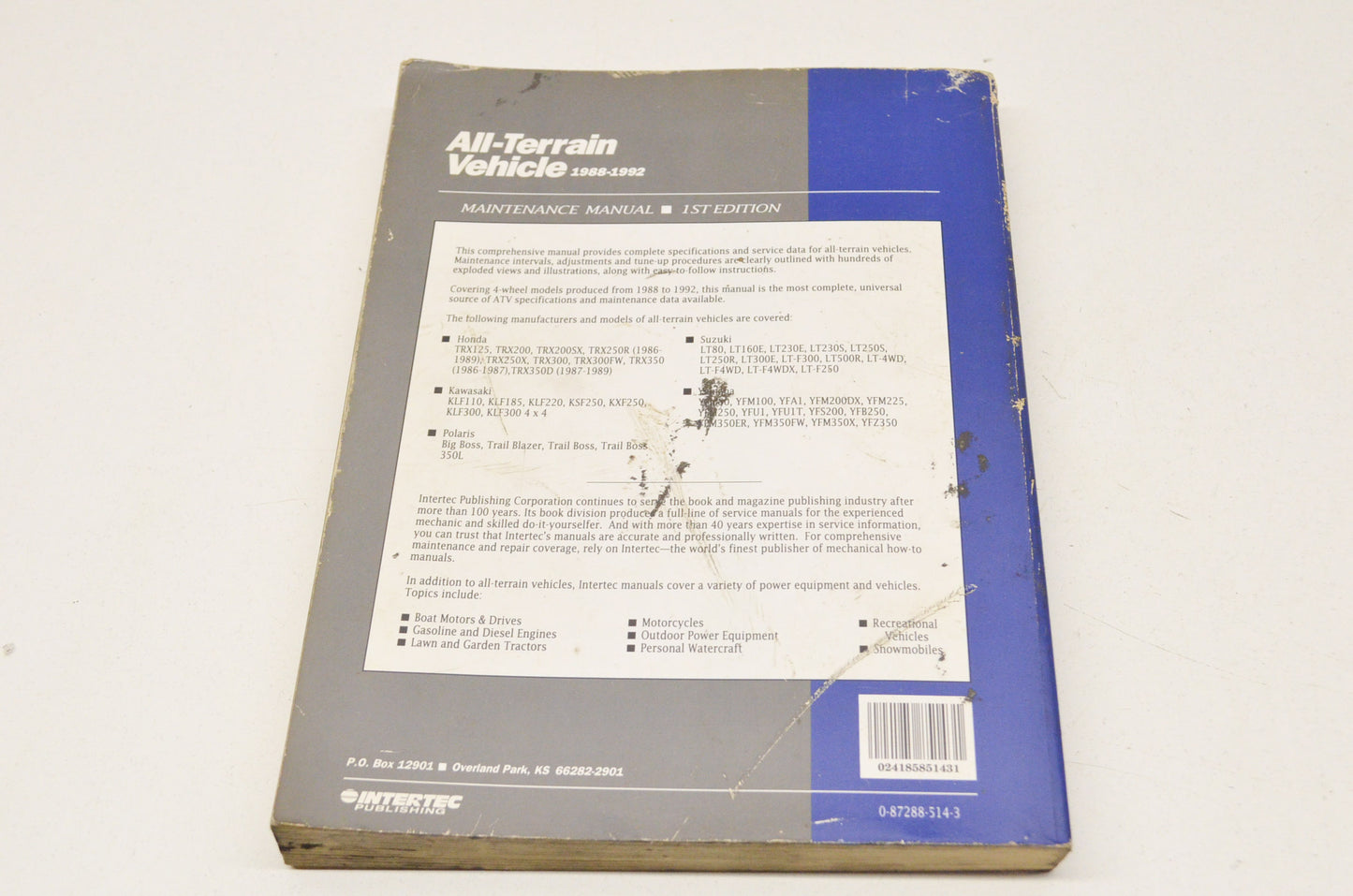 Intertec All-Terrain Vehicle 88-92 Maintenance Manual 1st Edition Volume 2