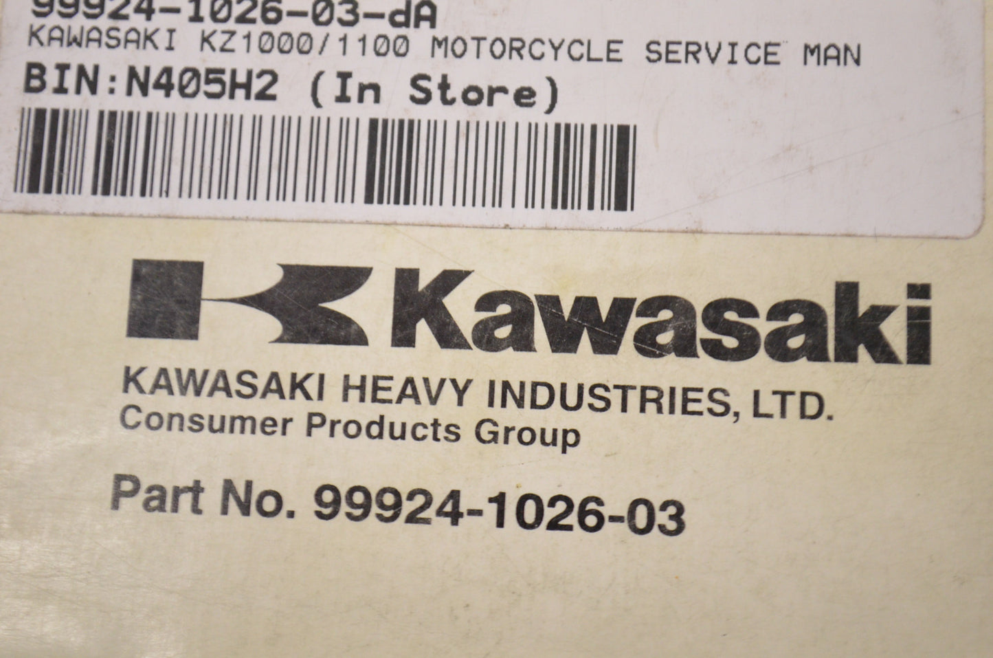 OEM Kawasaki 99924-1026-03 Service Manual KZ1000J/K/M/R