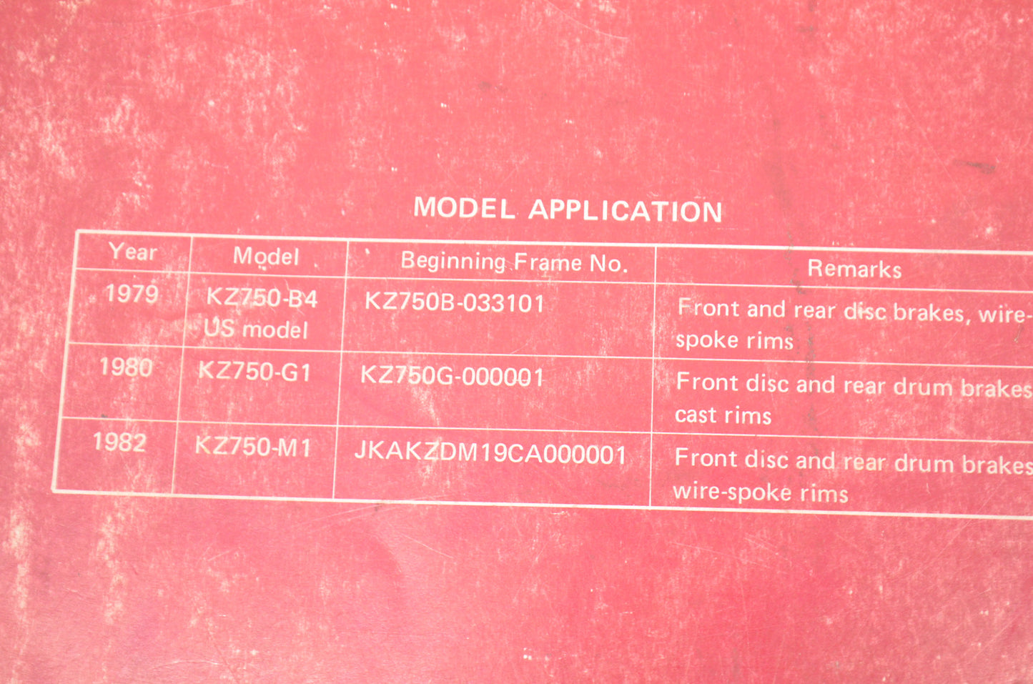 OEM Kawasaki 99924-1013-05 Service Manual KZ750B/G/M