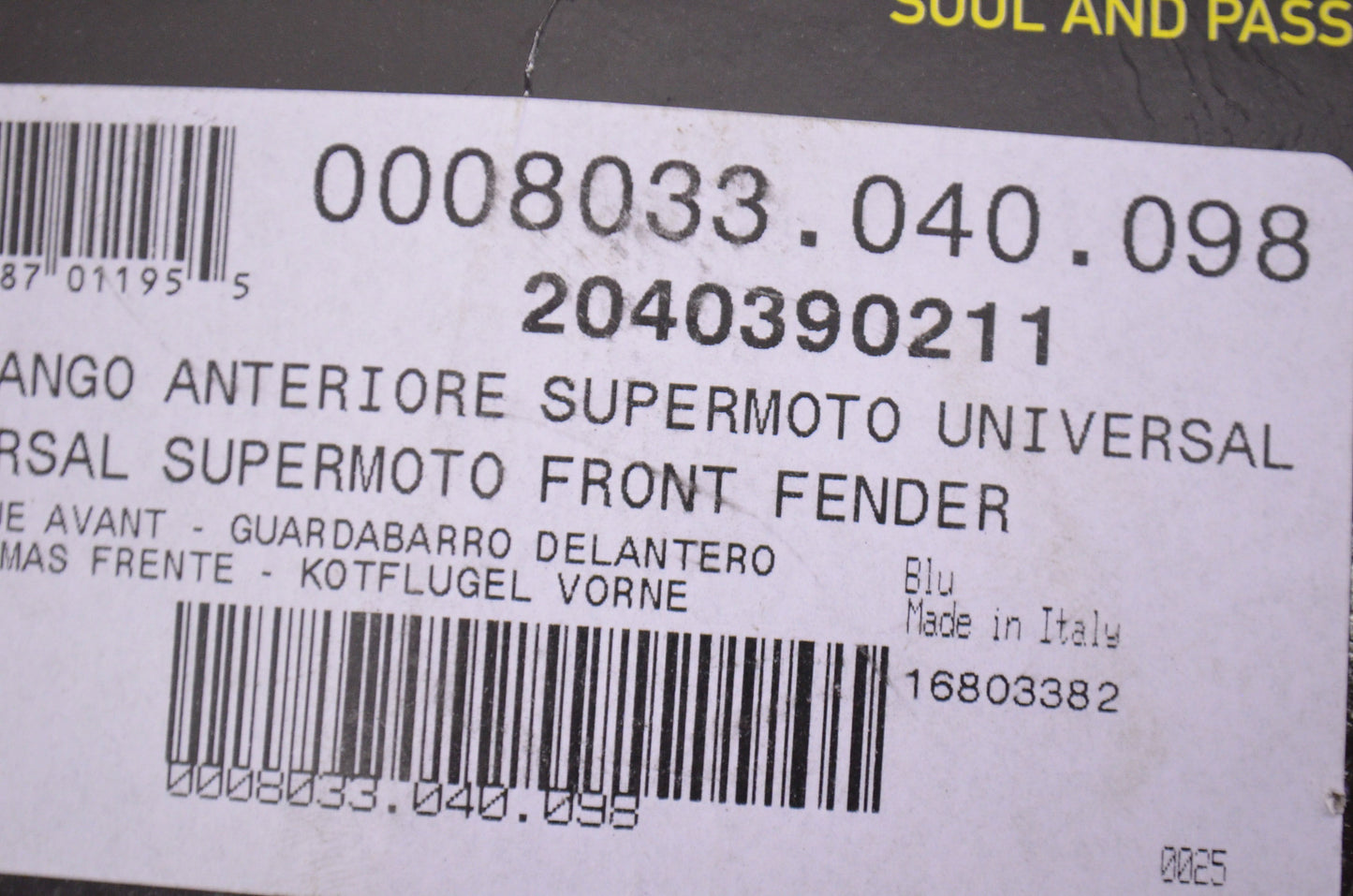 Supermoto Front Fender Blue NOS