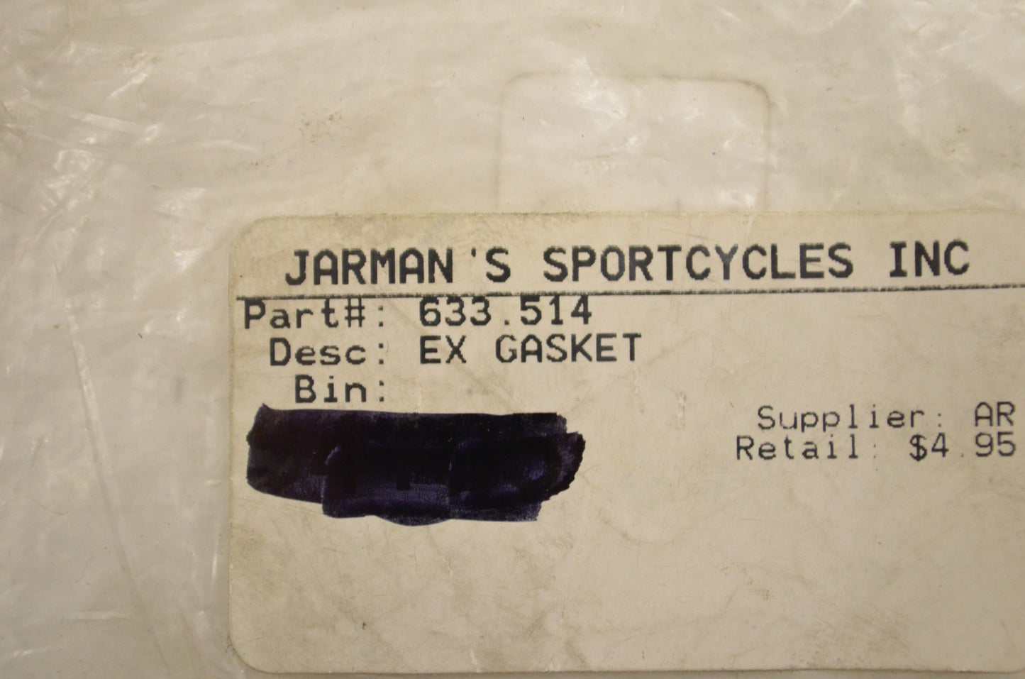 Jarman's Sportcycles Inc. 633-514 Exhaust Gasket NOS