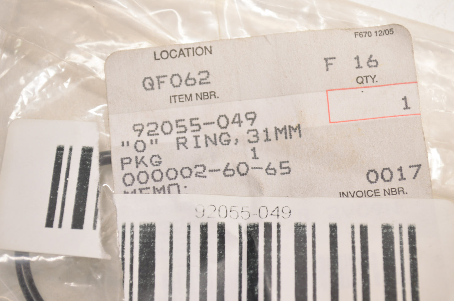 OEM Kawasaki 92055-049 O-Ring 31mm NOS