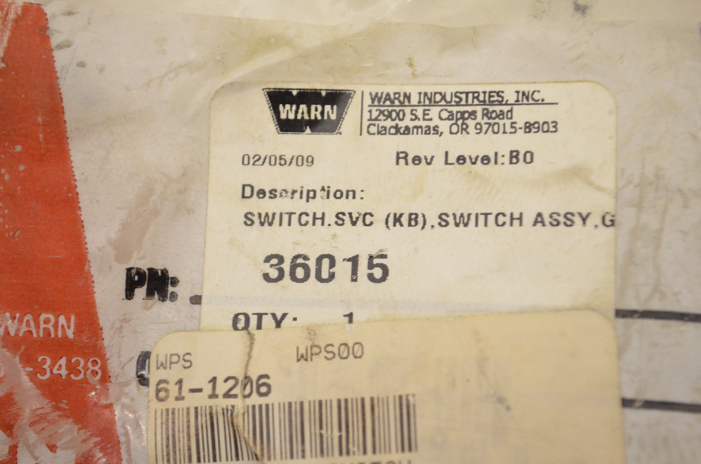 Winch Control Switch Assembly NOS