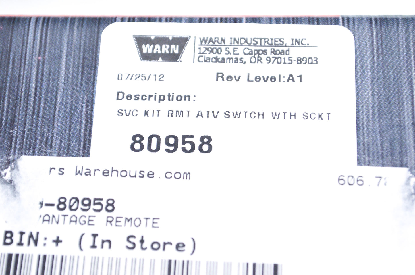 New Warn Replacement Remote for Mini-Rocker w/ Socket NOS