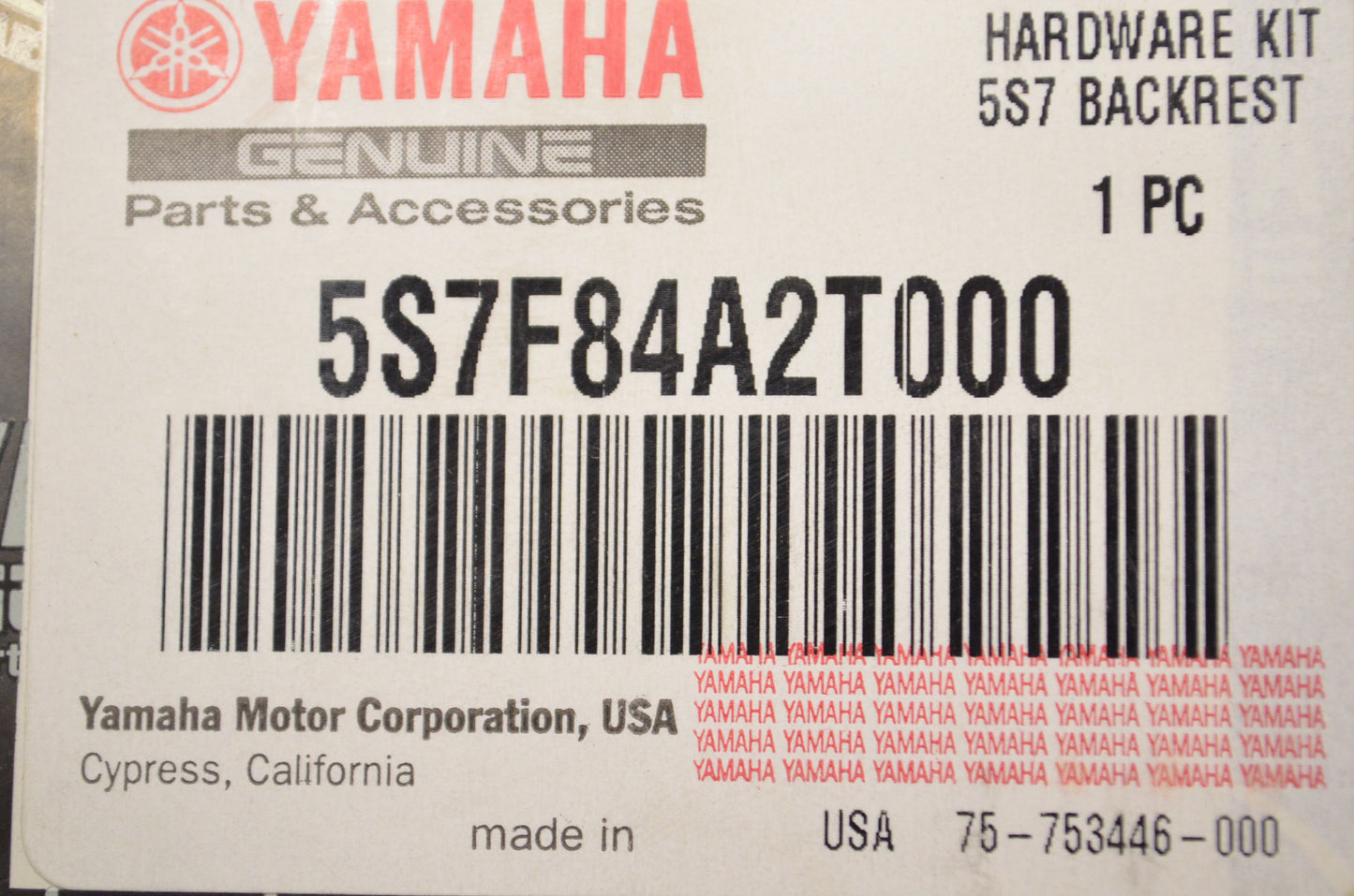 OEM Yamaha 5S7-F84A2-T0-00 Backrest Hardware Kit NOS