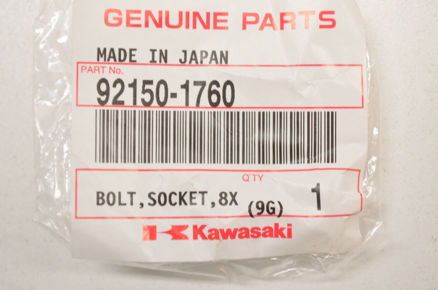 New OEM Kawasaki 92150-1760 Socket Bolt 8X20 NOS
