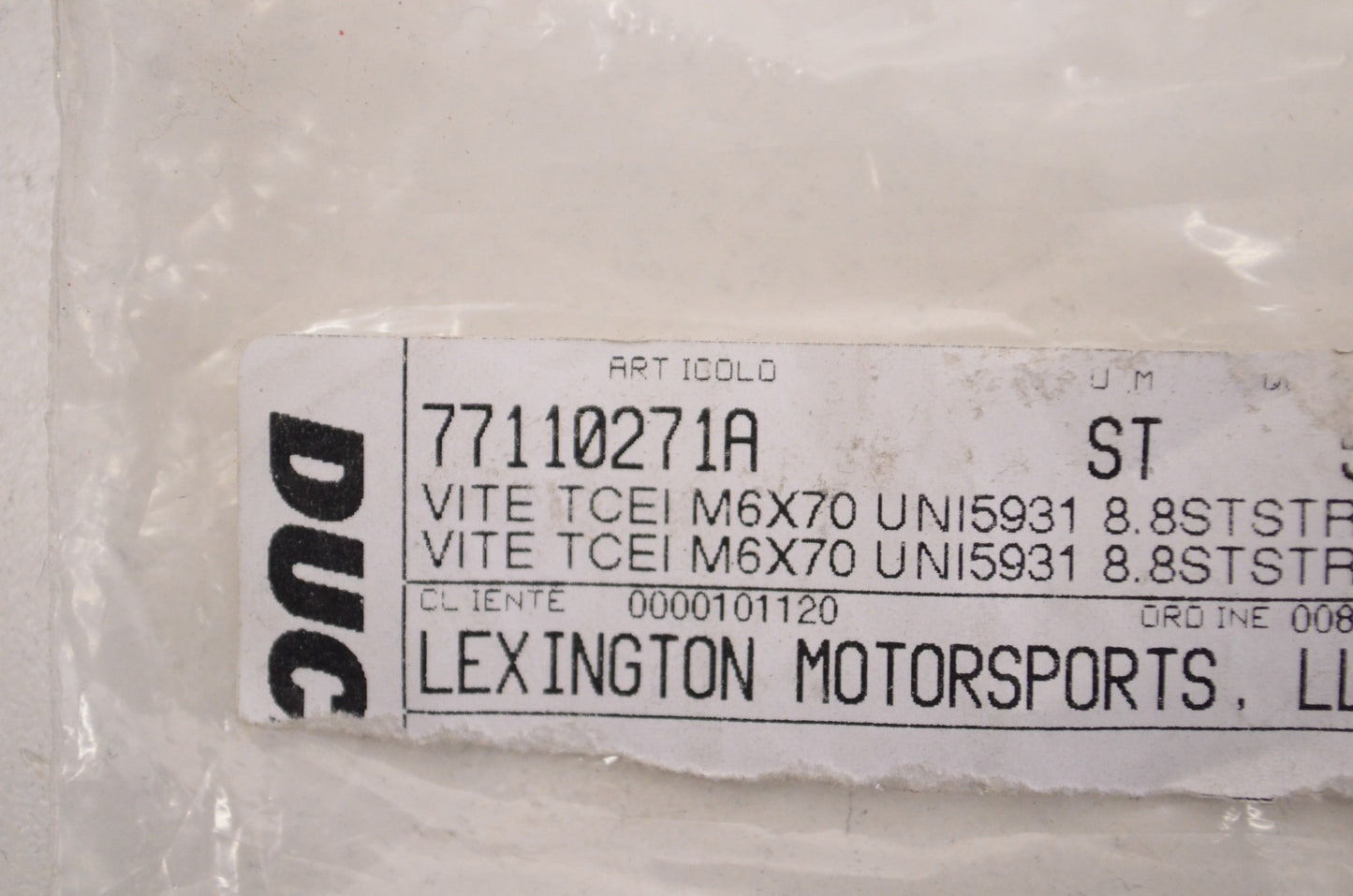OEM Ducati 77110271A Screw M6x70 Qty 3 NOS