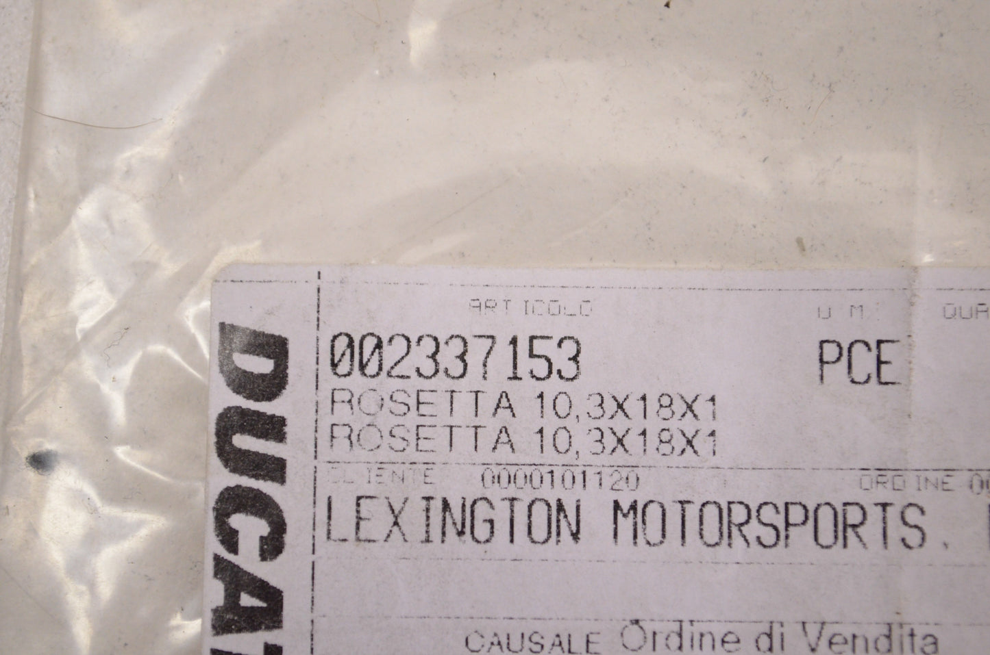 OEM Ducati 2337153, 002337153 Washer 10.3x18x1 Qty 2 NOS