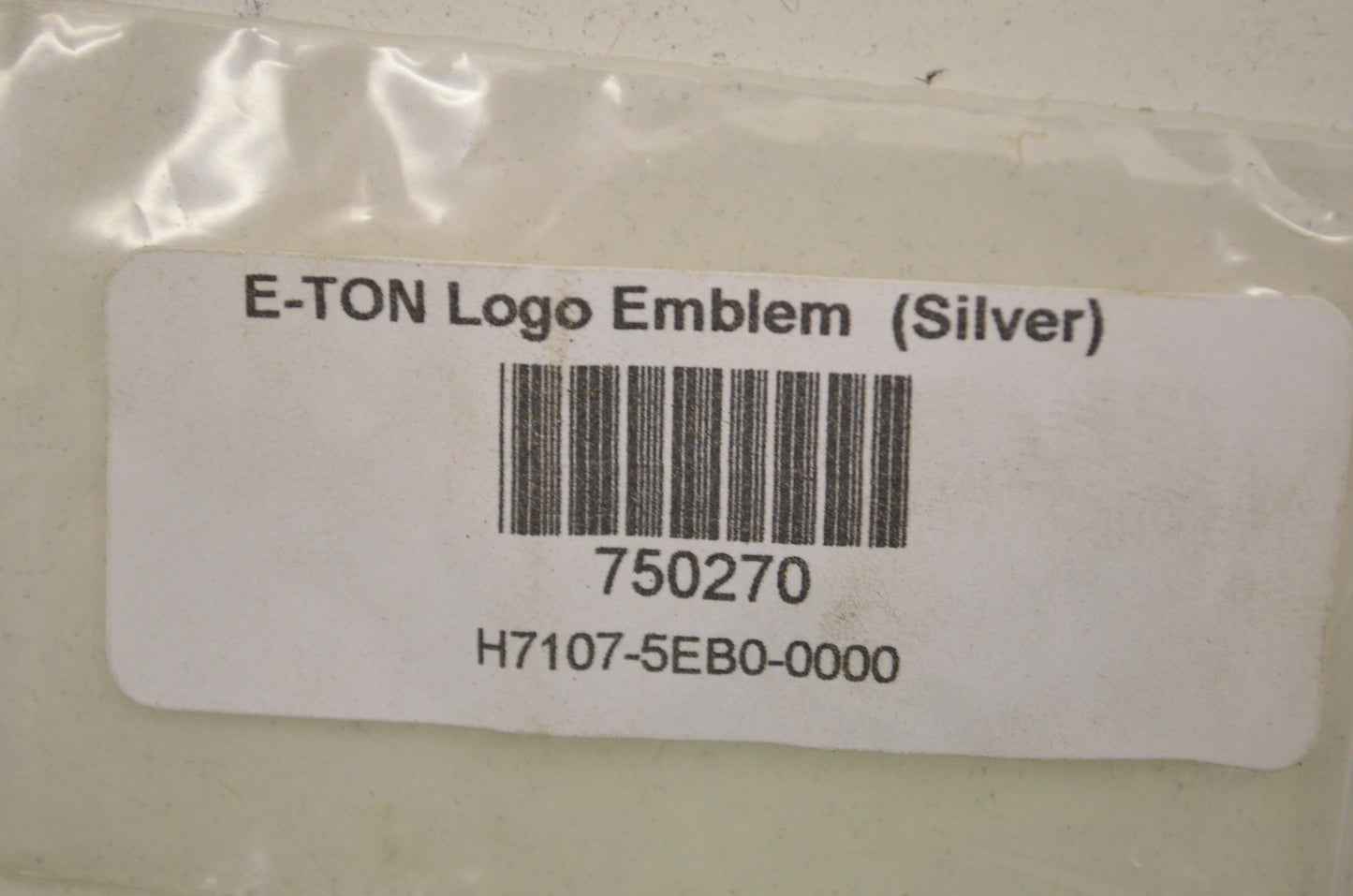 New E-Ton Logo Emblem Silver NOS