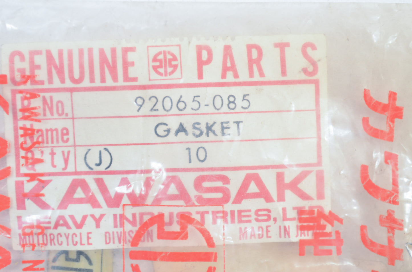 OEM Kawasaki 92065-085 Oil Tank Cap Gasket Qty 2 NOS