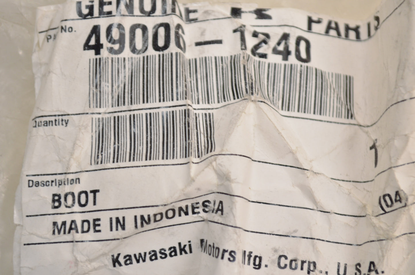 OEM Kawasaki 49006-1240 Drive Shaft Boot NOS