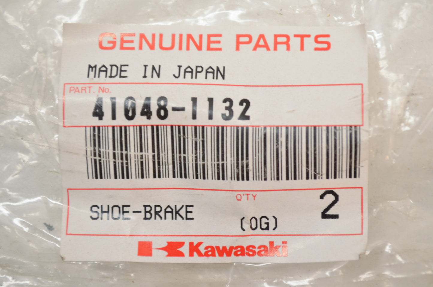 OEM Kawasaki 41048-1132 Brake Shoe Qty 2 NOS