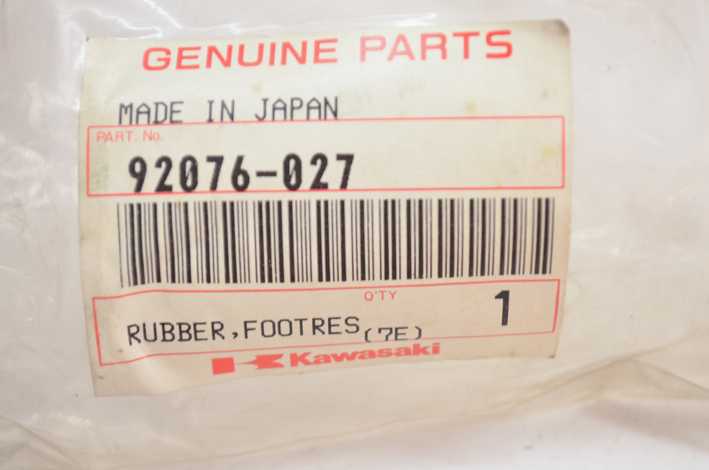 OEM Kawasaki 92076-027 Footrest Rubber NOS
