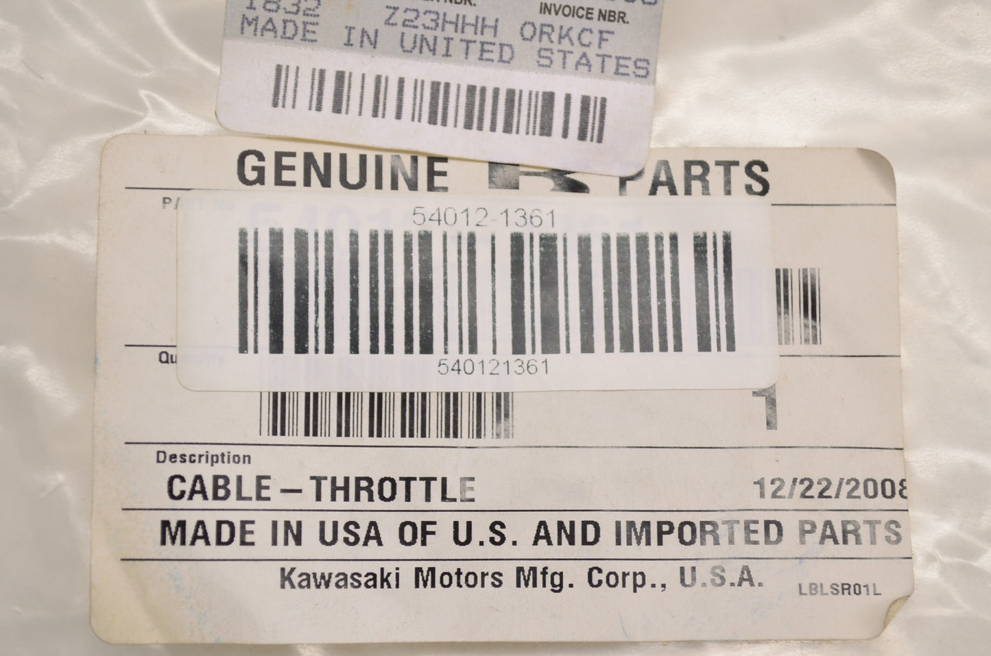 OEM Kawasaki 54012-1361 Throttle Cable NOS