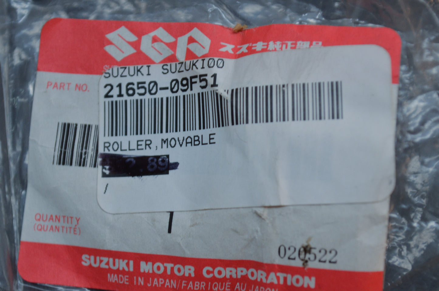 OEM Suzuki 21650-09F51 Movable Roller NOS