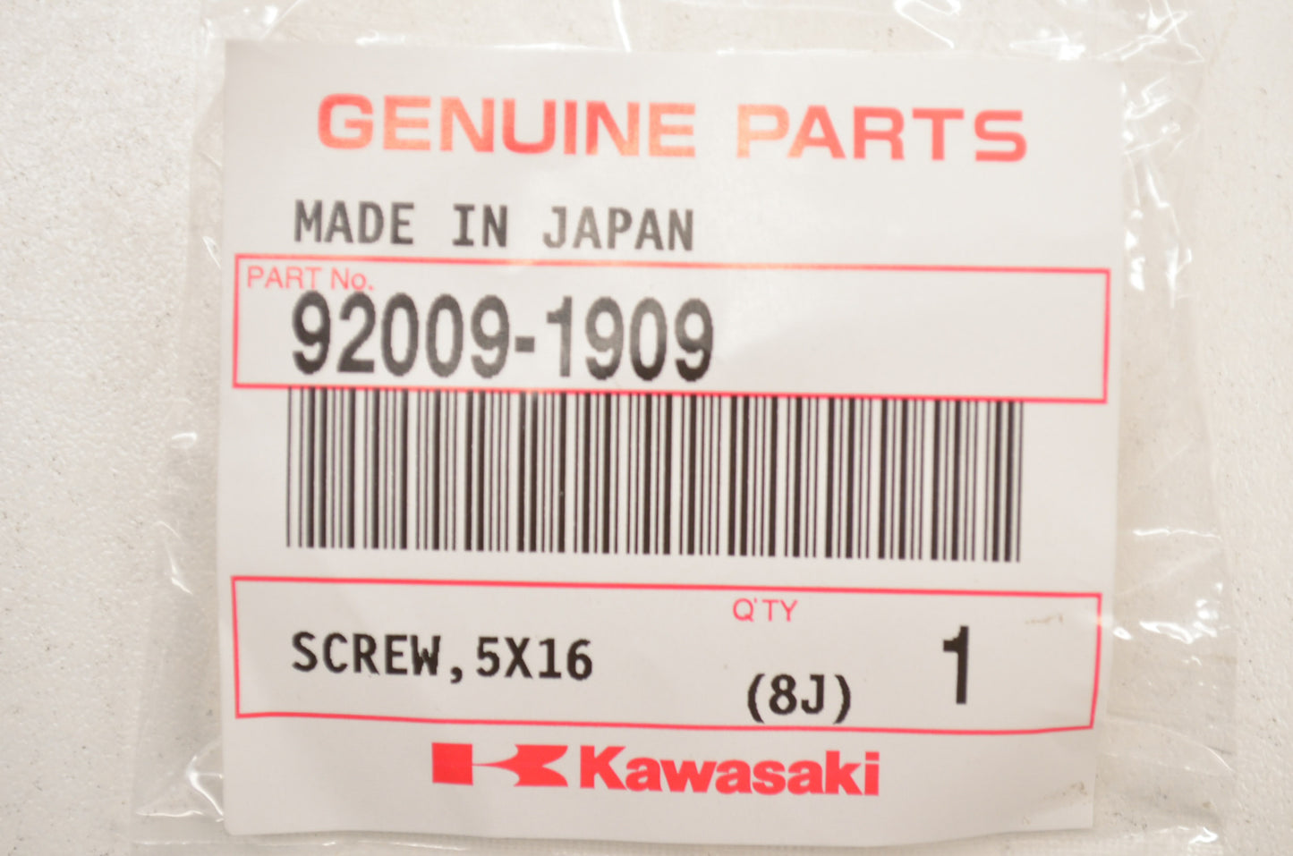 New OEM Kawasaki 92009-1909 Screw 5x16 NOS