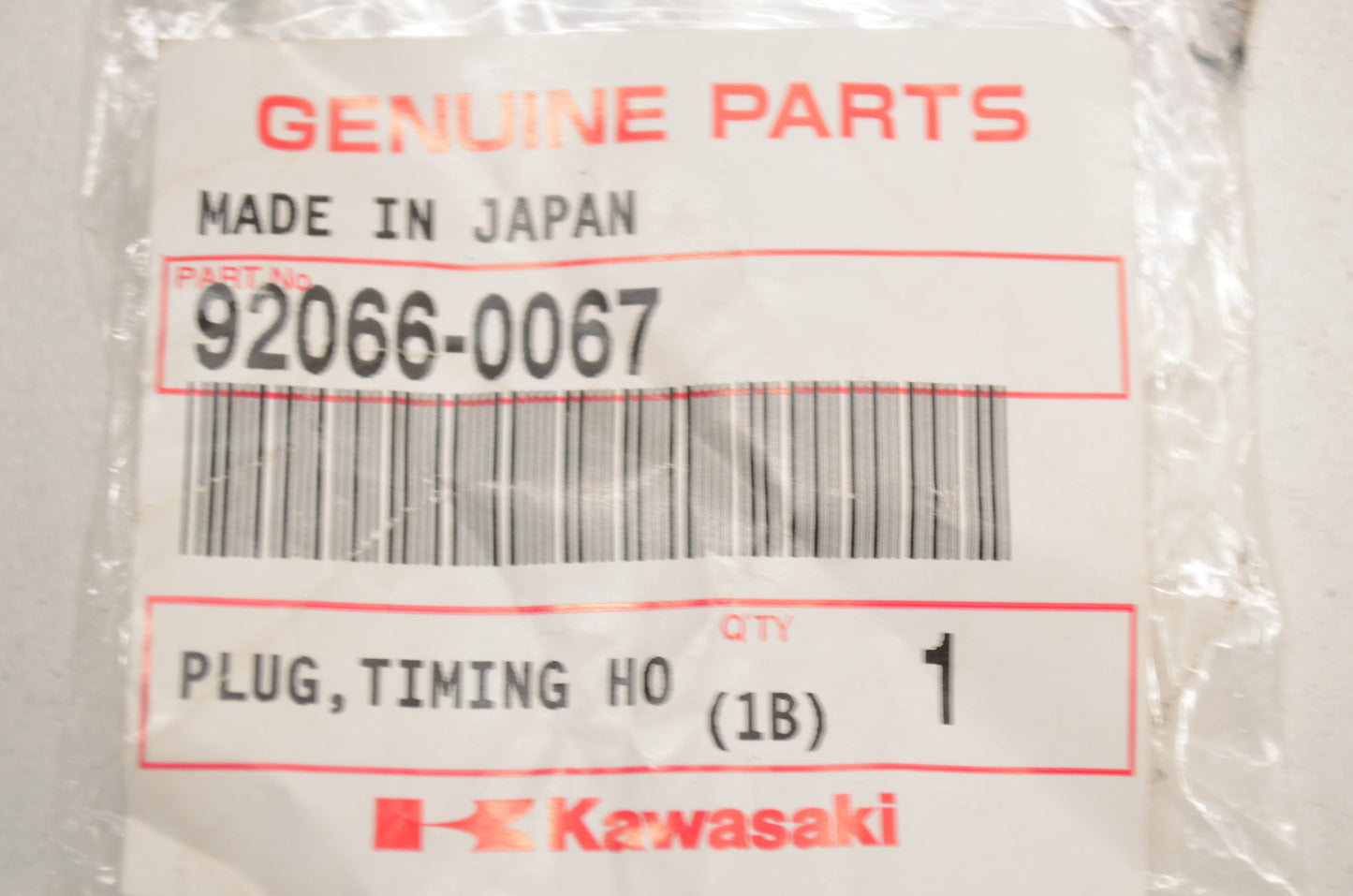OEM Kawasaki 92066-0067 Timing Hole Plug NOS