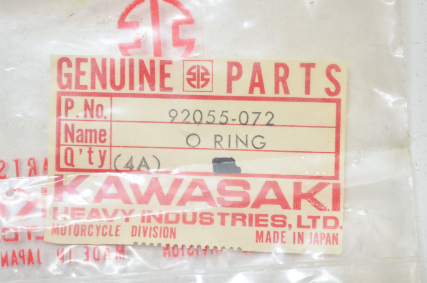 OEM Kawasaki 92055-072 O-Ring 11.5MM NOS