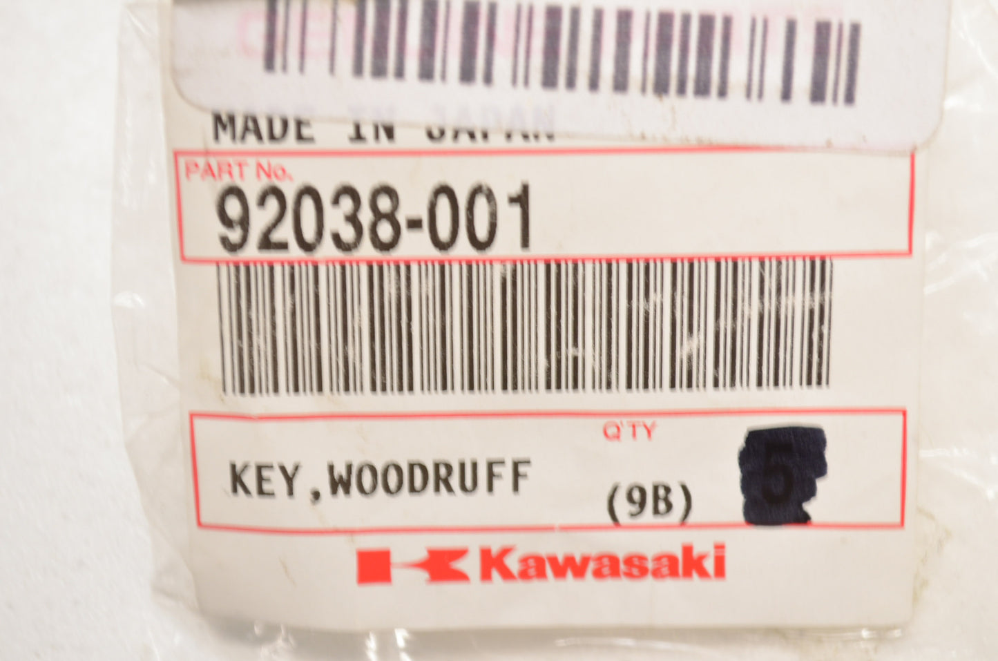 OEM Kawasaki 92038-001 Woodruff Key NOS