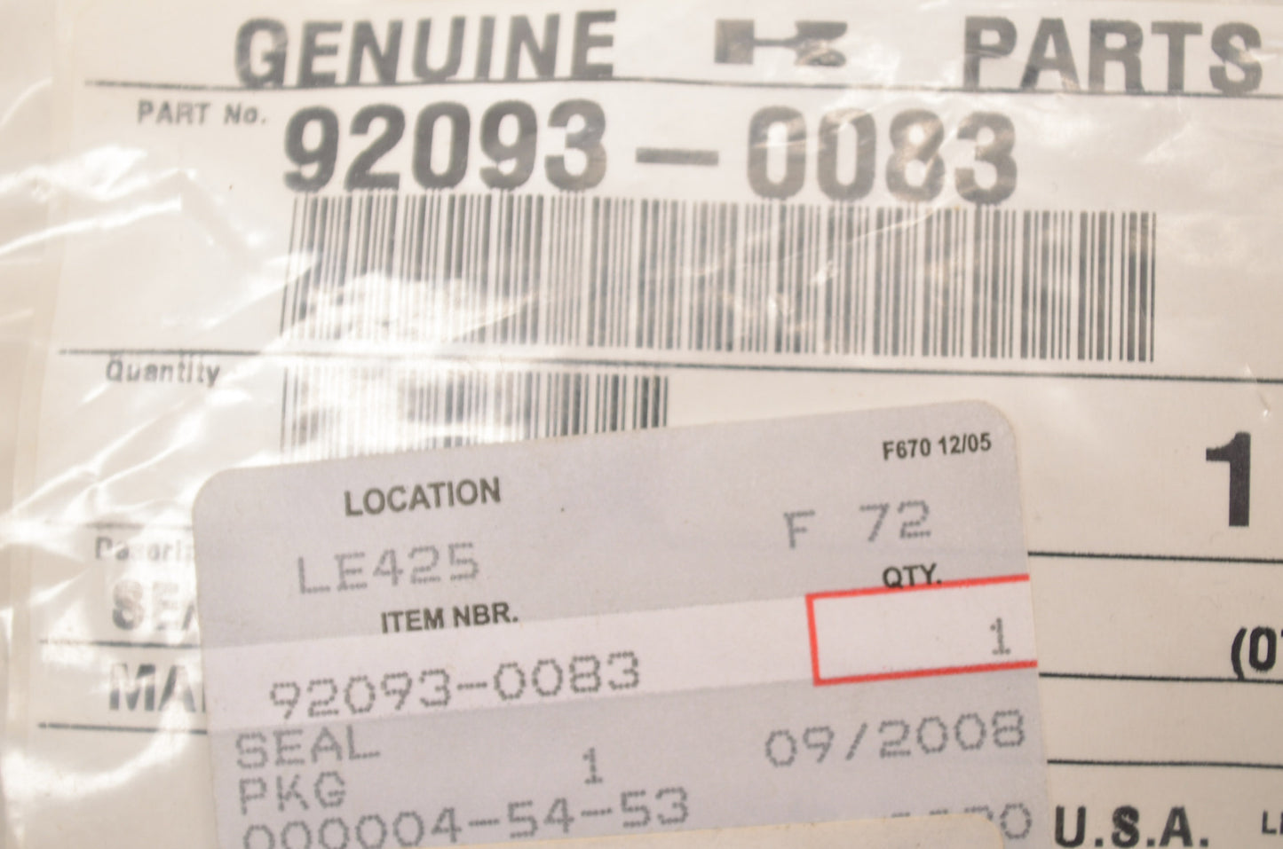 OEM Kawasaki 92093-0083 Seal NOS