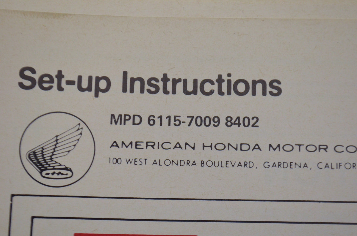 OEM Honda 6115-7009-8402 ATC200M Set-up Instructions 84 84 ATC200M